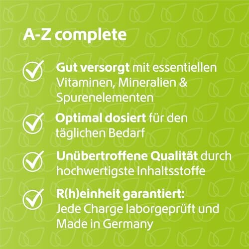Liste der Vorteile von A-Z Complete Nahrungsergänzungsmittel