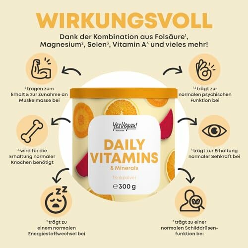 Tägliche Vitamine und Mineralien mit verschiedenen Vorteilen.