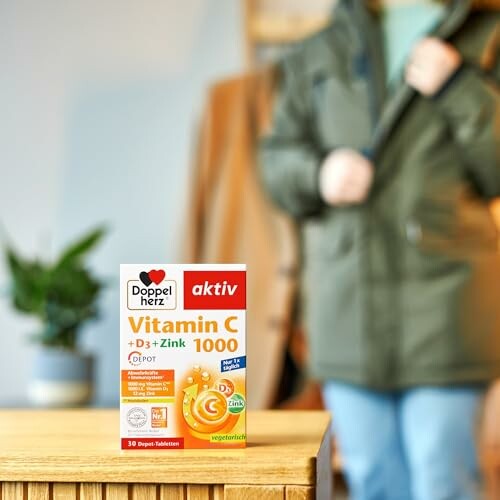 Doppelherz Vitamin C Nahrungsergänzungsmittel auf einem Tisch