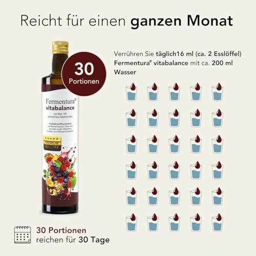 Fermentura Vitabalance Flasche und 30 Portionen Gläser