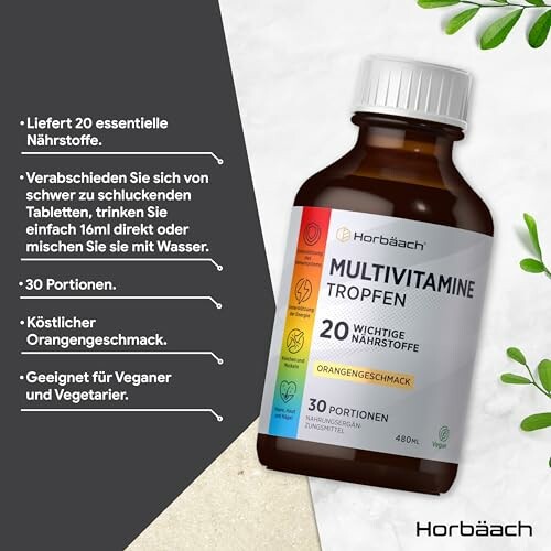 Horbaach Multivitamin Tropfen mit Orangen Geschmack.