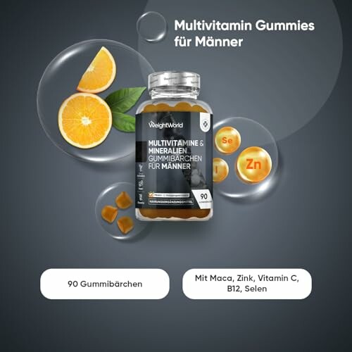 Multivitamin-Gummibärchen für Männer mit Vitaminen und Mineralien.