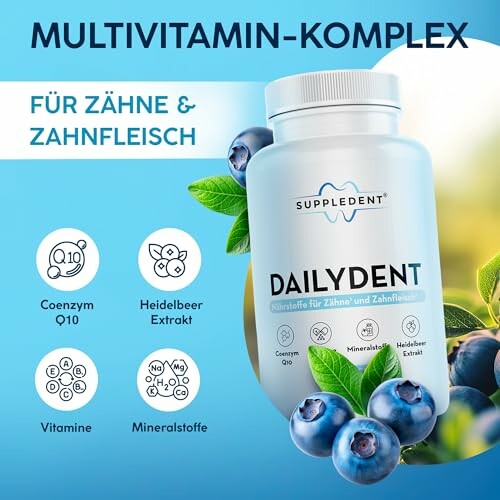 Multivitamin-Komplex für Zähne und Zahnfleisch mit Heidelbeerextrakt.