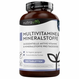 Flasche mit Multivitaminen und Mineralstoffen