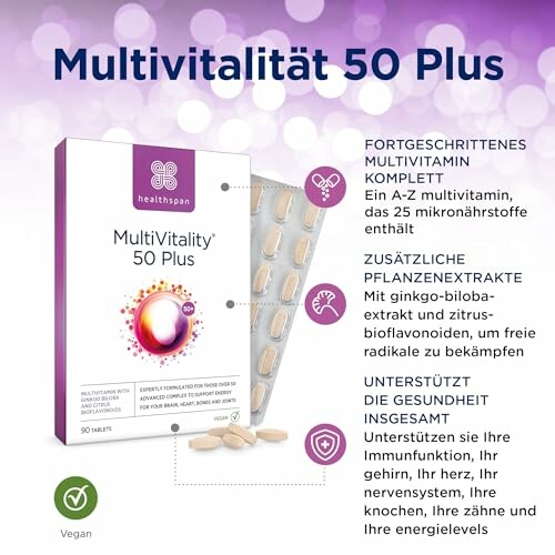 Multivitamin-Präparat für über 50-Jährige mit Pflanzenextrakten.