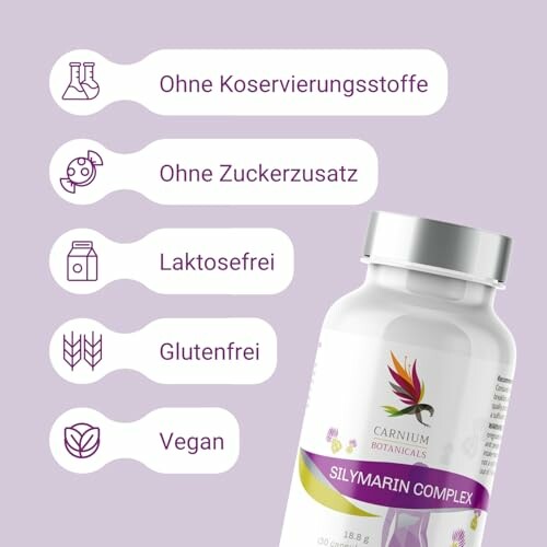Nahrungsergänzungsmittel ohne Konservierungsstoffe, Zuckerzusatz, laktosefrei, glutenfrei, vegan