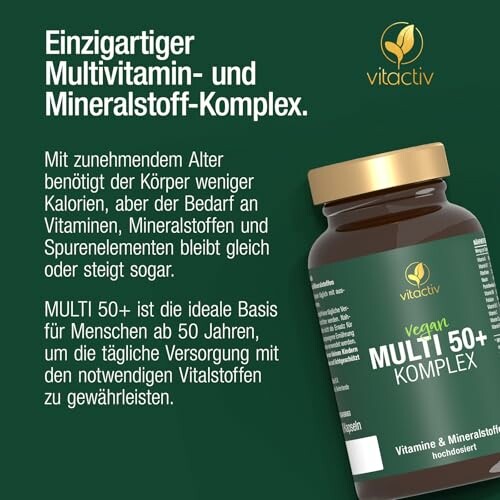 Vitactiv MULTI 50+ Komplex mit Vitaminen und Mineralstoffen.