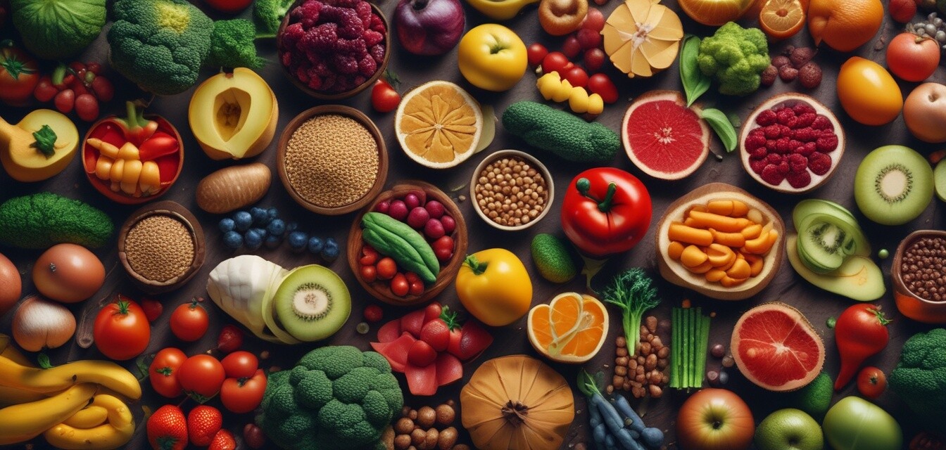 Colorful array of vitamin-rich foods